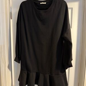 Black Ruffle Sweatshirt Dress